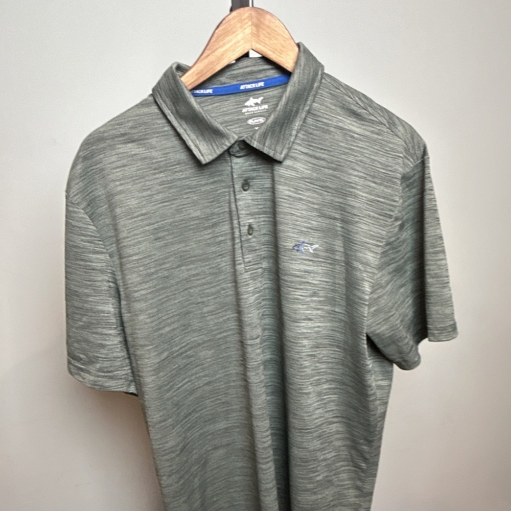 Attack Life Play Dry Gray Polo Shirt Athletic Casual XL Shark